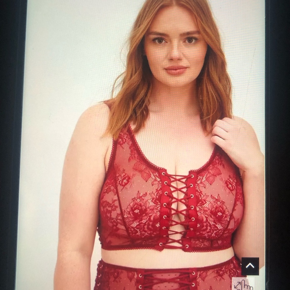 Torrid Laced Up Lace Scoop Neck Red Bralette
